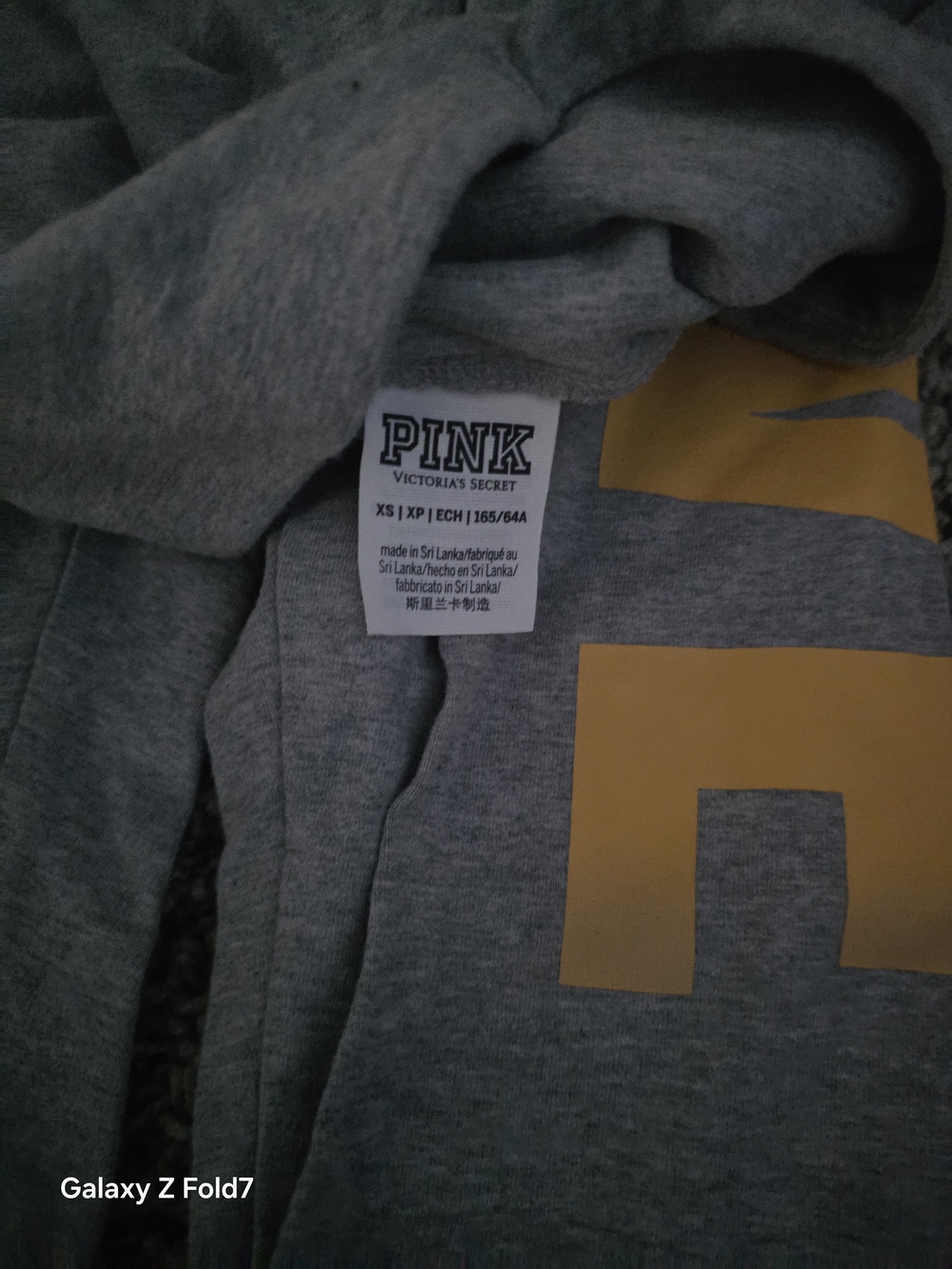 PINK Victoria's Secret Gray Leggings with Yellow-Gold Logo